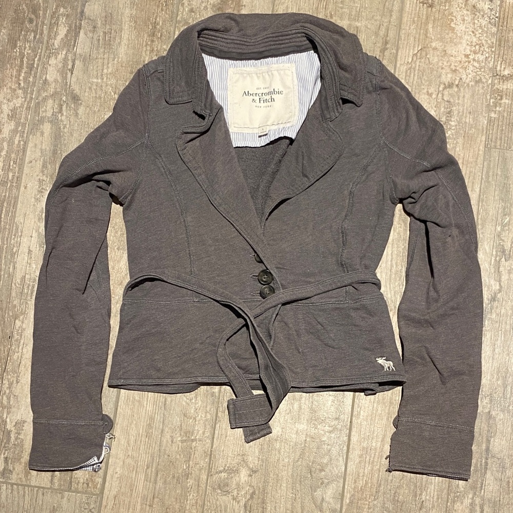 Abercrombie & Fitch Charcoal Belted blazer inspired sweatershirt